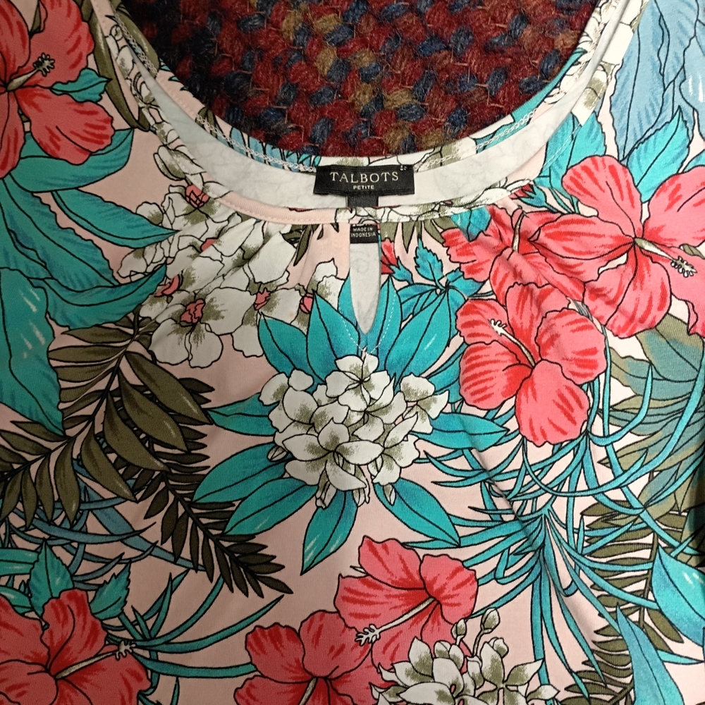 Talbots Floral Dress with Pink and Teal - Picture 2 of 3